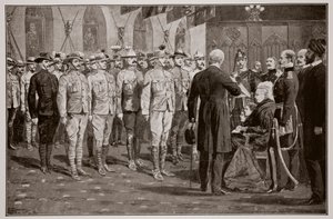 Inspektionen av kolonialsoldater vid Windsor Castle av drottning Victoria, 16 november 1900 av Richard Caton Woodville junior